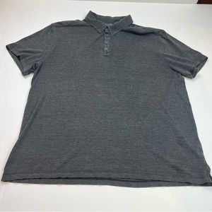John Varvatos Men SZ XL Grey Gray Black Short Sleeve Polo Shirt Silk Blend *FLAW